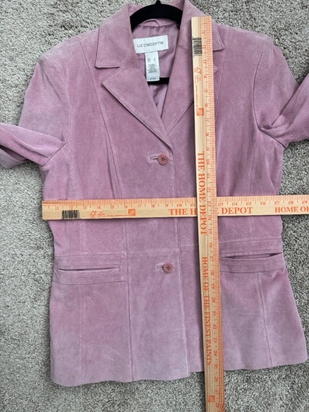 Liz Claiborne Pink Suede Leather Blazer Jacket Womens Small Y2K Career Chic - Picture 6 of 13